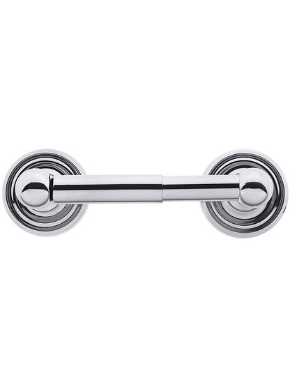Brass Toilet-Paper Holder with Classic Rosettes in Polished Chrome.